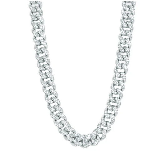 18K White Gold Plated ICEE Cuban Chain