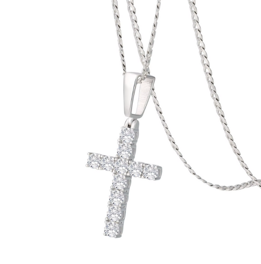 Moissanite ICEE'd out Diamond Cross Pendant with Chain